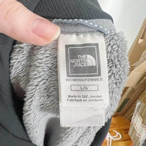 The North Face Mossbud Acadia Grey Fleece Fuzzy Quarter Zip Jacket Coat L - Picture 6 of 9